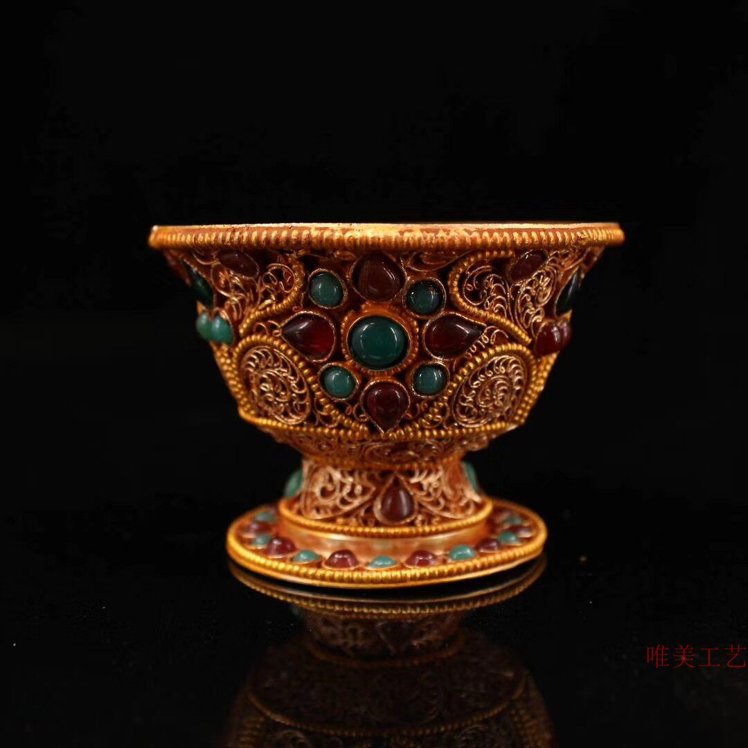 Old Yixuan old pure silver pinched silver pinched with embedded jewel gift 