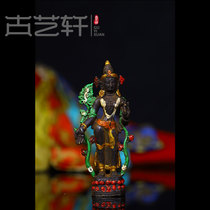 Nepal craft old brass painted white mother green female bronze statue home enshrined Buddha statue ornaments tantric Tibetan Buddha