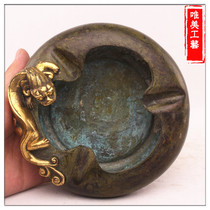 Aesthetic animal living room new pure copper antique gecko ashtray creative home accessories ornaments