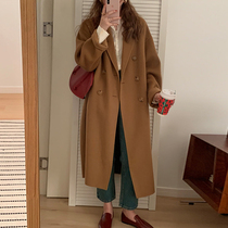 Gross jacket Girl 2021 Autumn Winter The new Hepburn Atmosphere Nature Small Korean version of the long version of the sub-great coat