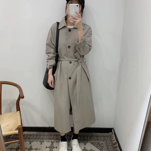 Осенний плащ, длинная осенняя хаки куртка, 2021 года, средней длины, городской стиль, яркий броский стиль, изысканный стиль, в британском стиле