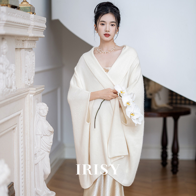 Irisy "Fumian" Elegant Wool Cardigan Wedding Shawl Coat Solid Color Wedding Bridal Dress Outerwear for Women
