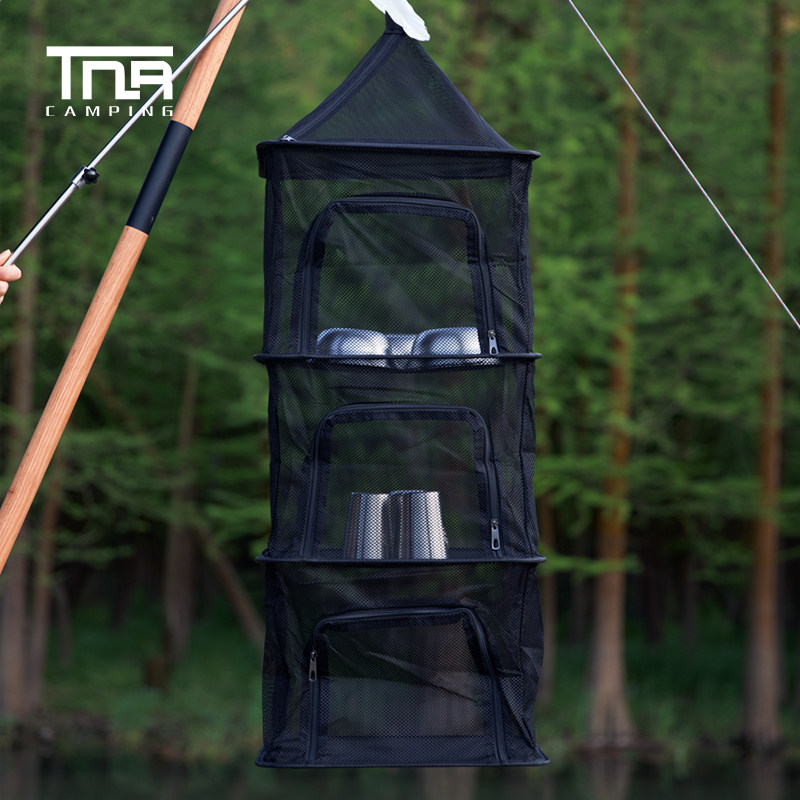 TNR Outdoor Camping Cutlery Containing Ventilation Mesh Bowl Basin Drying Dry Mesh Multifunction Folding Sunscreen Shelve