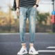 Mùa xuân và mùa hè quần jeans 9 điểm nam phong cách Hàn Quốc quần lọt khe nam triều quần chín điểm quần âu rách quần nam - Quần jean