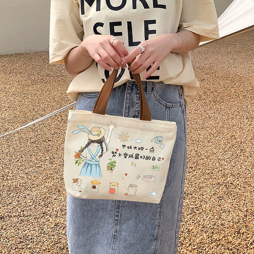 Льняная сумка, милый универсальный шоппер для выхода на улицу, ланч-бокс, банка для хранения, коллекция 2023, сумка для еды