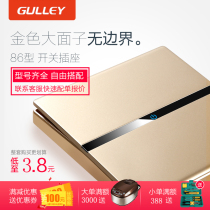 Type 86 Concealed Switch Socket Champagne Gold Home Panel Open Double Control Five Holes Power Usb Socket Gold