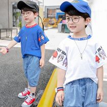 Boys summer clothing suit 2019 new 1-9 childrens clothing 7 denim shorts 8-year-old ocean gas tide 6 children handsome 2 sets