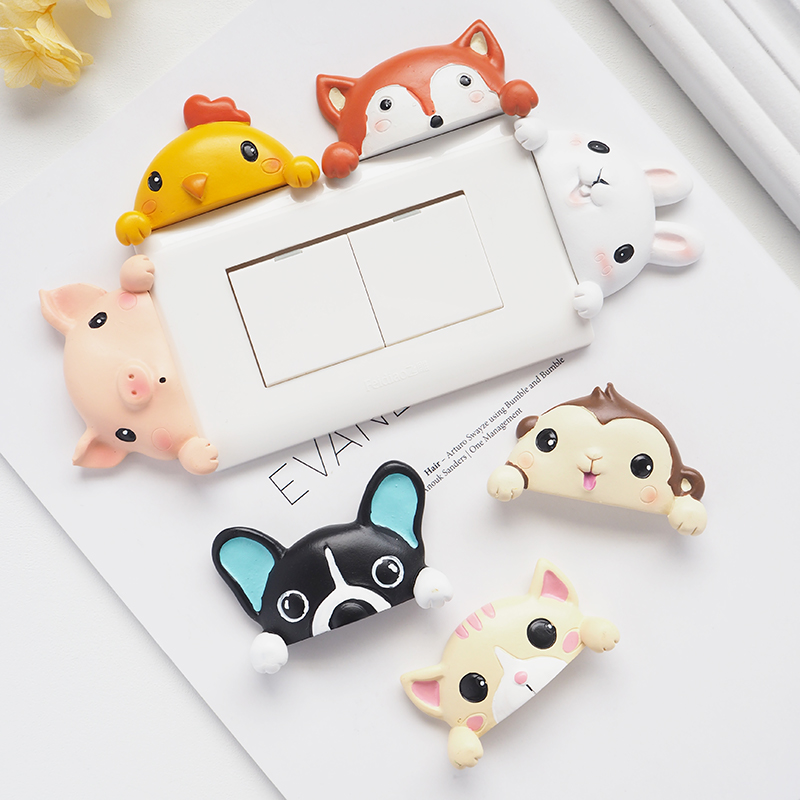 Cute Resin Switch Patch Home European Style Protective Sleeves Small Animal Living Room Bedroom Wall 3d Solid Socket Wall Sticker