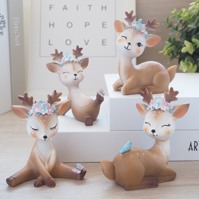 All the way safe deer car ornaments car interior decorations small cute office desktop resin crafts furnishings