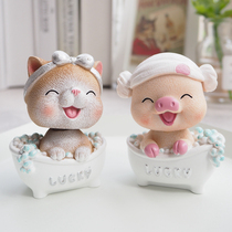 Creative pig car interior decoration shaking head doll Personality cat desktop decoration Cute birthday gift for girls