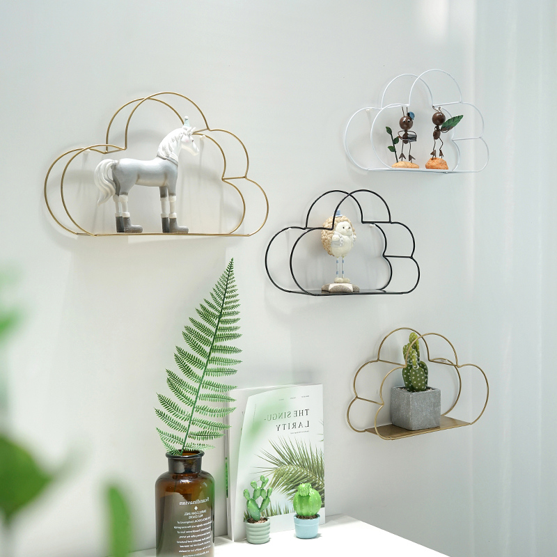 Nordic minimalist home wall wrought iron cloud-shaped wall bedroom decoration storage finishing rack wall hanging ornaments