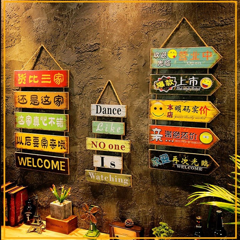 American retro creative quotes funny slogans bar dining room milk tea shop wooden business cash register pendant decoration