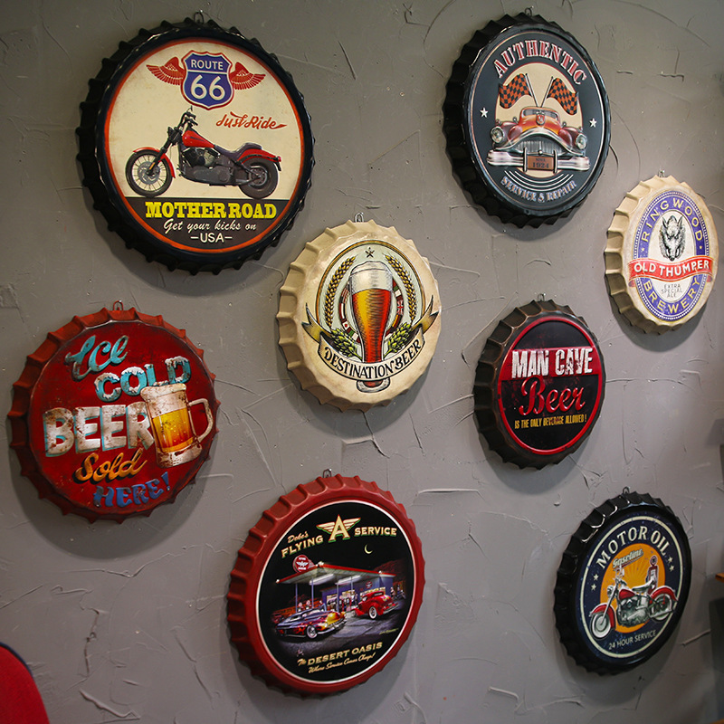 Industrial wind retro beer cap wine bottle cap creative wall decoration bar dining room wall wall hanging shop wall decoration