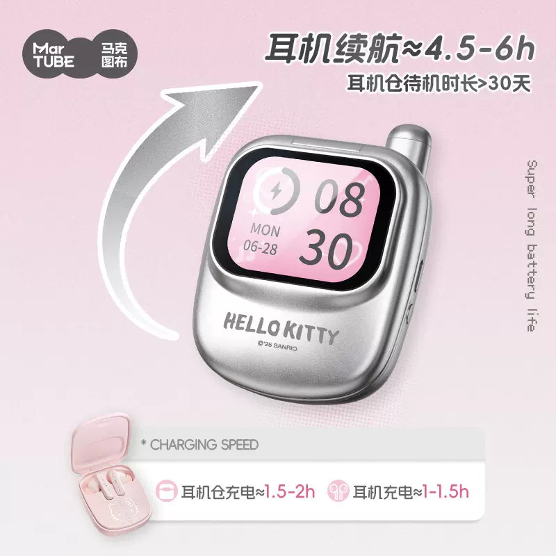 Maktub Hello Kitty Earphones with Touch Screen, Bluetooth Earphones, In-Ear Style, High Aesthetic Value, Birthday Gift for Girls Maktub Hello Kitty Earphones with Touch Screen, Bluetooth Earphones, In-Ear Style, High Aesthetic Value, Birthday Gift for Girls