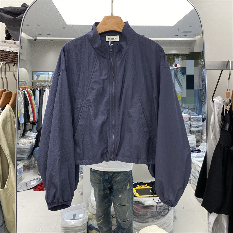Korean Dongdaemun 26 Summer New Style Simple Solid Color Korean-Style Casual Stand-Collar Sun Protection Jacket Loose Short Top