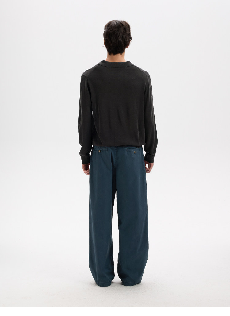 BUTTBILL Half-Button Lapel Knit Polo