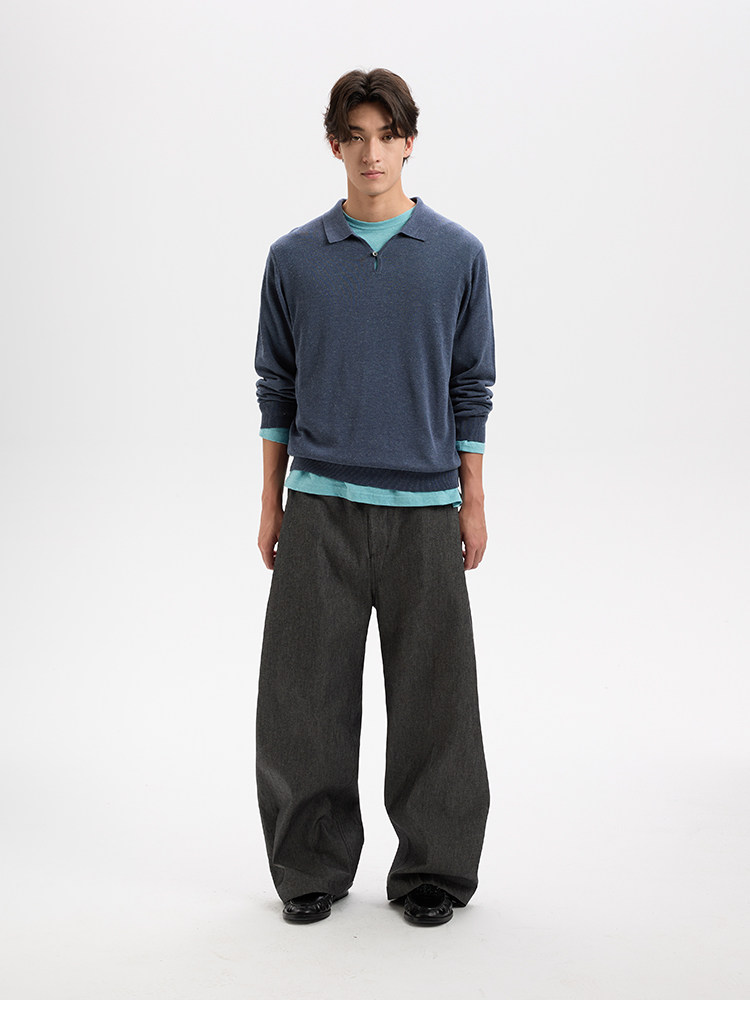 BUTTBILL Half-Button Lapel Knit Polo