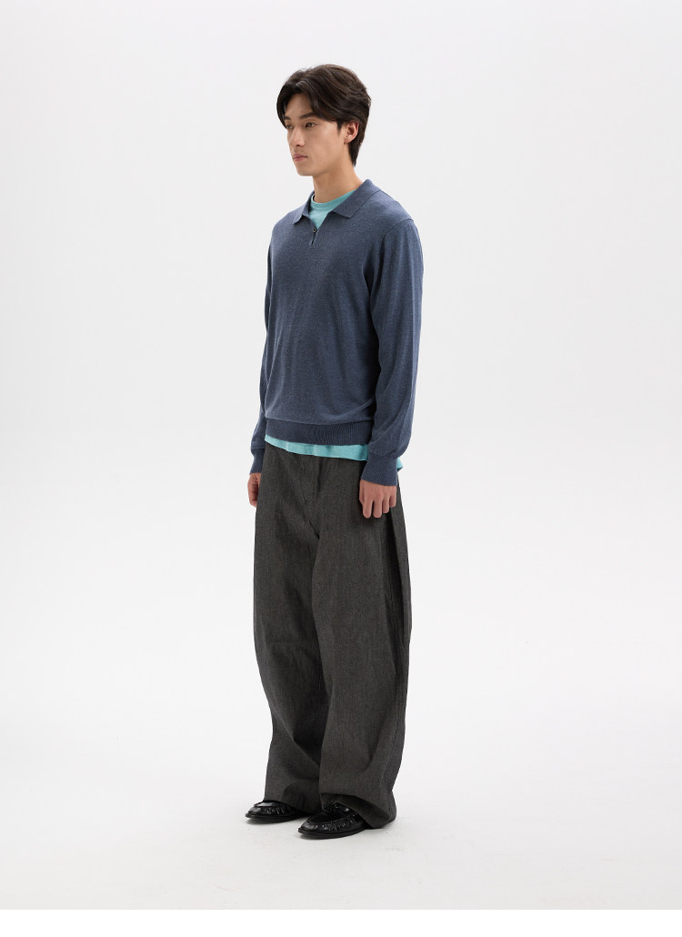 BUTTBILL Half-Button Lapel Knit Polo