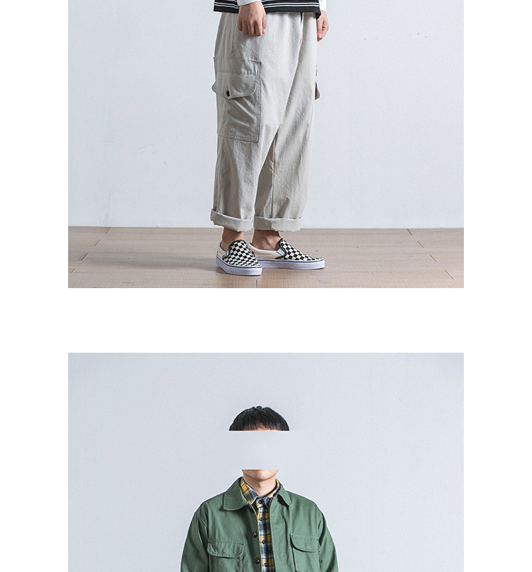 18AW Phong cách quân đội Nhật Bản retro nhiều túi vải giặt quần yếm nam và nữ lỏng lẻo thẳng dài quần áo thể thao nam