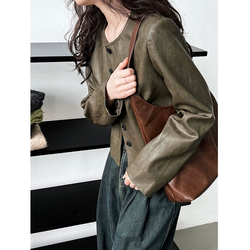 Осенняя полиуретановая куртка, в корейском стиле, по фигуре