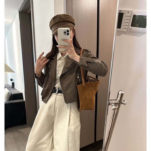 Осенняя короткая полиуретановая куртка для отдыха, европейский стиль, в корейском стиле