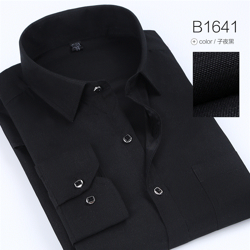 夏季男衬衫薄款中老年人男装中年爸爸老人父亲纯色长袖衬衣服夏天