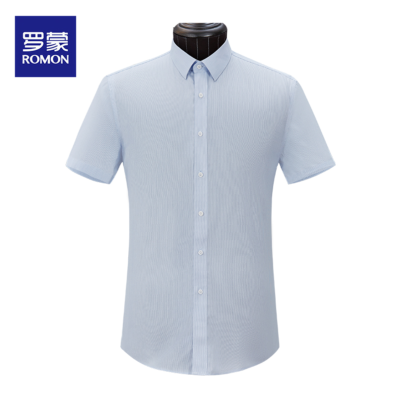 Romon Short Sleeve Shirt Men's 2022 Spring Business Casual Shirt Mid Young Career Formal Turtleneck Workwear