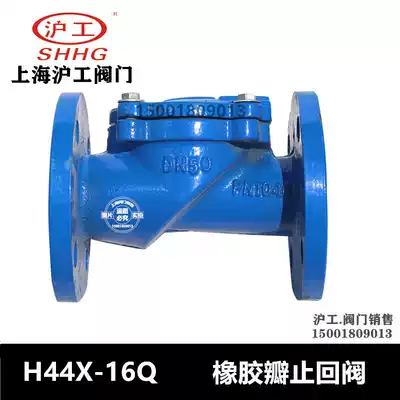 Shanghai Hugong Valve H44X-16Q rubber flap check valve Cast iron flange check valve check valve DN65DN80