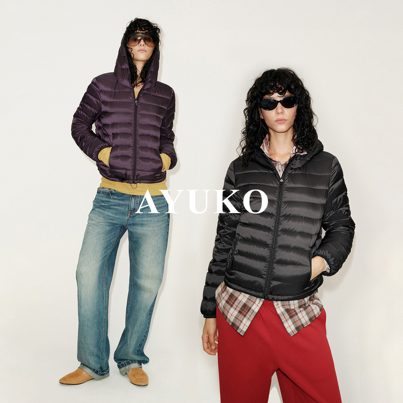 【Ribbed down Jacket】Ayuko Warm and Lightweight 95% Large Goose down X Stylish Stand Collar Hooded Quilted down Jacket 【Ribbed down Jacket】Ayuko Warm and Lightweight 95% Large Goose down X Stylish Stand Collar Hooded Quilted down Jacket