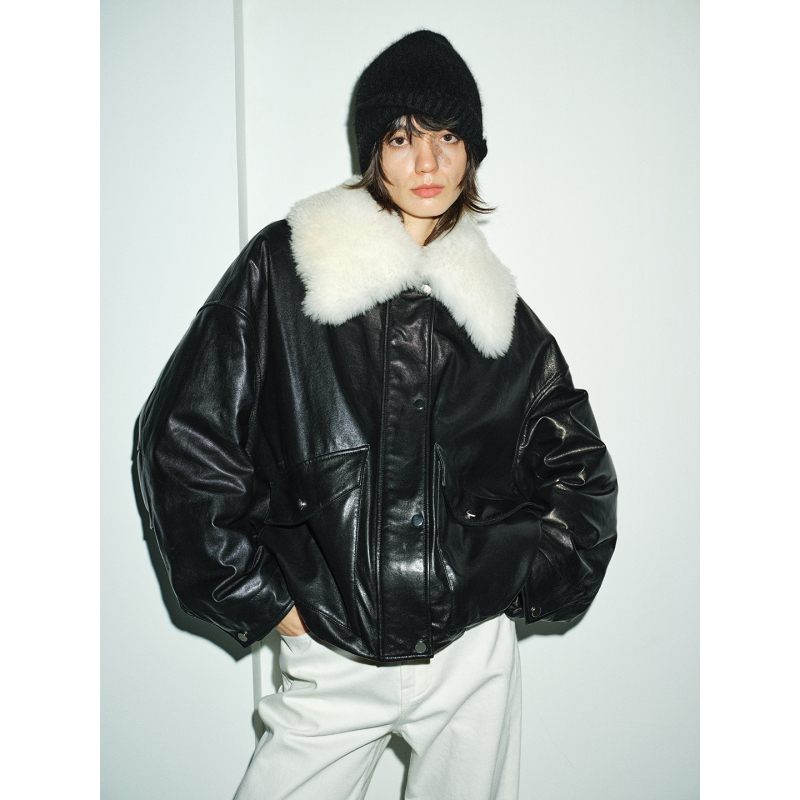 Ayuko|Vintage Leather Style, British Imported Full Vegetable-Tanned Oil Wax Sheepskin, Detachable Wool Collar + 95% Goose down Jacket Ayuko|Vintage Leather Style, British Imported Full Vegetable-Tanned Oil Wax Sheepskin, Detachable Wool Collar + 95% Goose down Jacket