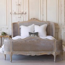 French rattan solid wood bed American export white old vintage high back princess bed 1 8 2 2 meters large bed