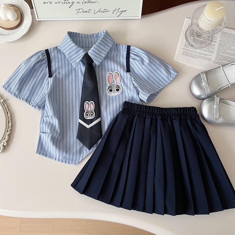 Disney-Themed Girls' Outfits: Bunny Police Officer Costume, Children's Cosplay Judy Jk Uniform Skirt Set