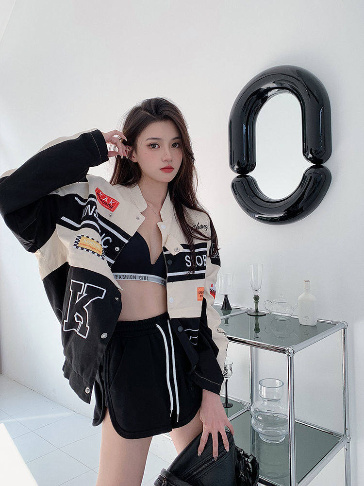 プラスサイズ 200ポンド 新型取り外し可能モーターサイクルジャケット（男女兼用）、アメリカンレトロデザイン、ニッチレーシングベースボールユニーク