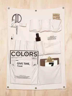 vm original design hanging bag Cotton storage bag Multi-layer storage bag sundries fabric hanging cloakroom Nordic solid color