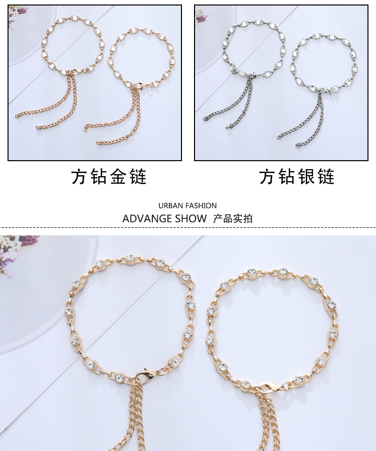 Giày cao gót nữ chống gót chân dây xích hoang dã có dây buộc kim cương quanh chân cổ quai đeo vòng chân giày phụ kiện hạt giày khóa - Vòng chân lắc chân vàng trắng