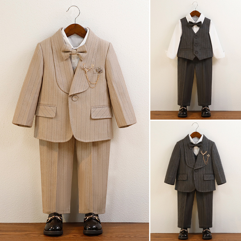 Boys' Suits, Stylish Children's Suits, Vest Sets, Baby's One-Year-Old Flower Boy Formal Wear, Piano Host Performance Attire Boys' Suits, Stylish Children's Suits, Vest Sets, Baby's One-Year-Old Flower Boy Formal Wear, Piano Host Performance Attire