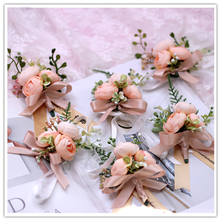 Sen-a-champagne bride groom married wedding bra wristflower full bridesmaid business annual business meeting bridesmaid