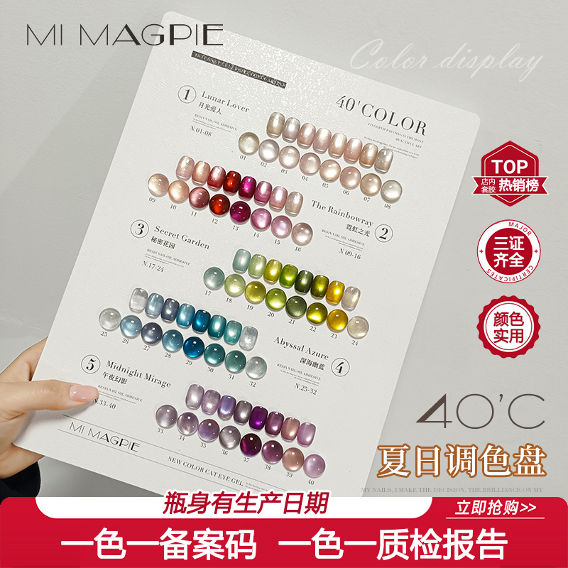 Complete Set [Summer Color Palette] New Trend Comprehensive Glass Bead Cat Eye Gel 15ml Bottle Nail Art Gel Polish