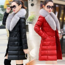 Down cotton-padded womens long 2021 Winter new Korean version of Puskin slim cotton-padded jacket big wool collar coat