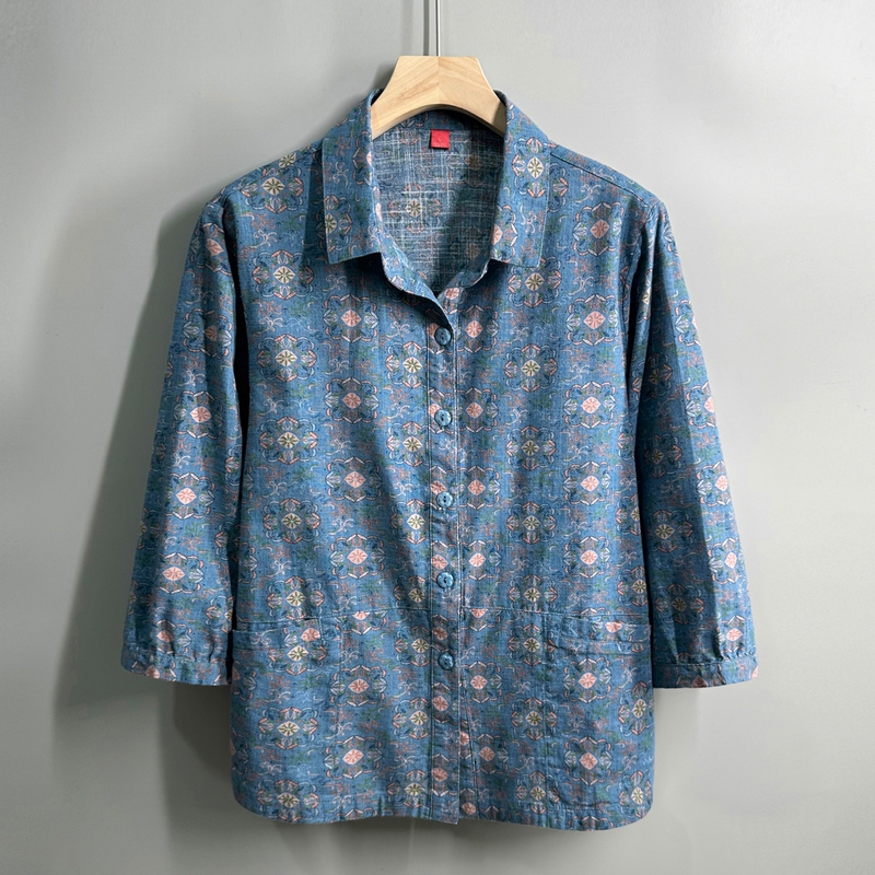 Middle-Aged and Elderly Women's Cotton Shirts, Summer Clothes for Old Ladies, Mid-Sleeve Thin Tops, Mom and Grandma's Summer Pure Cotton Shirts Middle-Aged and Elderly Women's Cotton Shirts, Summer Clothes for Old Ladies, Mid-Sleeve Thin Tops, Mom and Grandma's Summer Pure Cotton Shirts