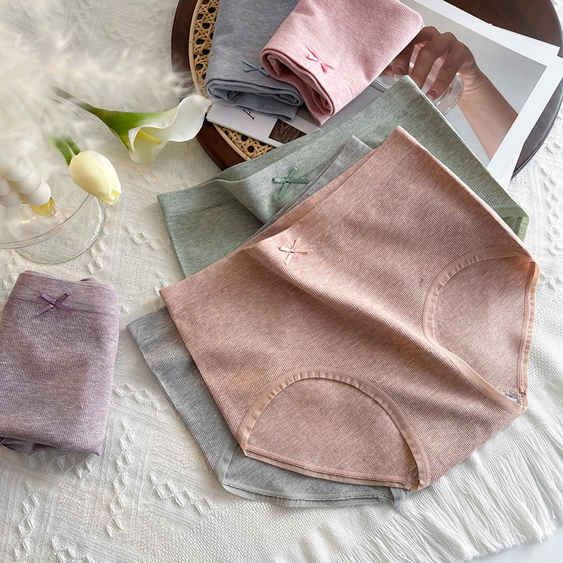 Modal underwear women's cotton antibacterial crotch mid-high waist solid color student girls large size cotton women's briefs