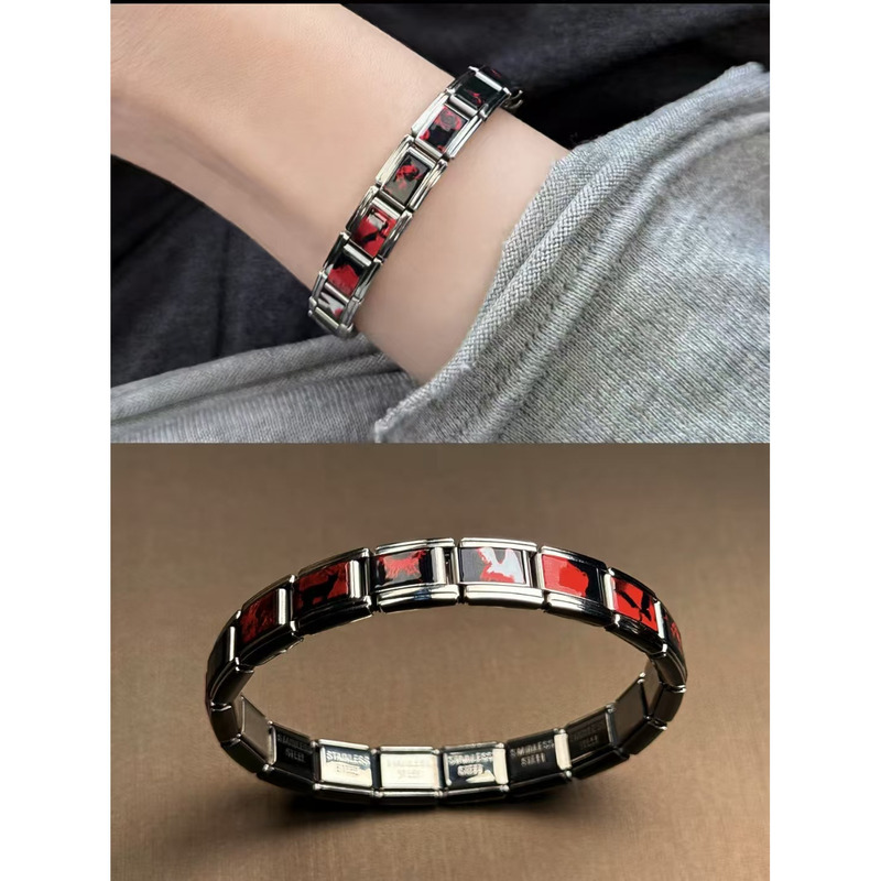 Vintage “Don'T Wither in the Dark” Crimson Italian Modular Bracelet Niche Bracelet Gift Vintage “Don'T Wither in the Dark” Crimson Italian Modular Bracelet Niche Bracelet Gift