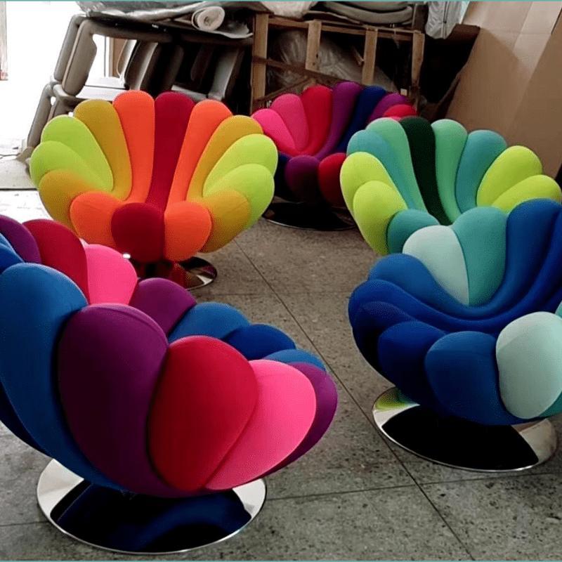 Lazy sofa living room color anemone chair hotel model room villa petal chair banana leisure spot glass steel