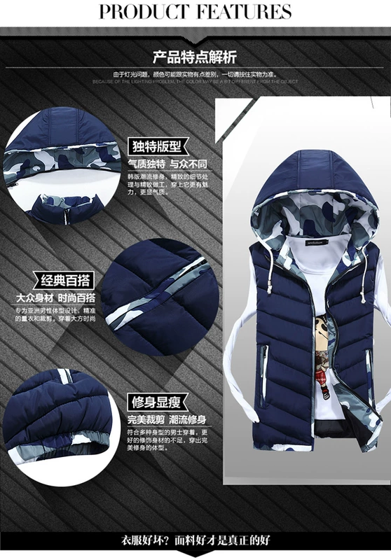 2018 mới thu đông nam mới xuống áo vest cotton trẻ trung vài chiếc áo khoác cotton dày vest vest comple tuổi 50