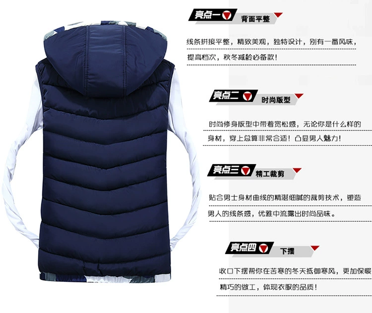 2018 mới thu đông nam mới xuống áo vest cotton trẻ trung vài chiếc áo khoác cotton dày vest vest comple tuổi 50