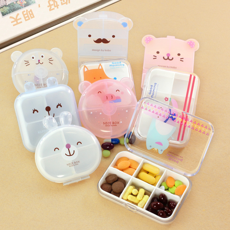 Mini Pill Box Portable Cartoon Pill Box Portable Pill Box Drug Storage Box Travel First Aid Kit Pill Box