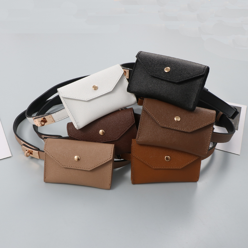 Internet Celebrity Style Kelly Genuine Leather Mini Square Bag with Adjustable Belt for Clothing Waist Bag