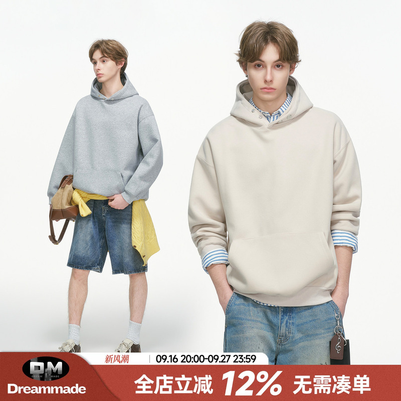 Dream Made American-Style Cleanfit Gray Hooded Sweatshirt for Men, Spring and Autumn Heavy Casual Hoodie Jacket Dream Made American-Style Cleanfit Gray Hooded Sweatshirt for Men, Spring and Autumn Heavy Casual Hoodie Jacket