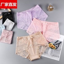 Panties womens cotton bottom crotch mid-waist soft lace Cute Japanese large size girl bag hip summer thin briefs