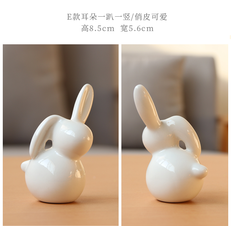 Mini dễ thương đơn giản gốm trắng phòng khách phòng ngủ máy tính để bàn động vật thỏ trang tri phong khach dep